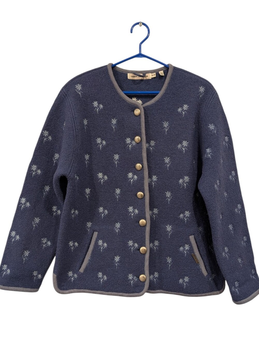 Vintage Gaddy Collection 100% Wool Floral Embroidered Cardigan Jacket XL